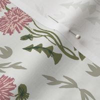 dandelion fabric - sfx1718, sfx1404, sfx0525 clover, blush iguana, weeds fabric, dandelions fabric, earth tone florals fabric, nursery baby fabrics