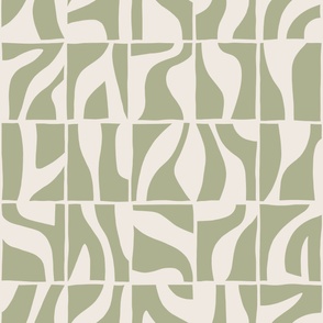 Abstract Geo Tiles Sage Green Large