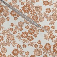 woodcut floral fabric - caramel sfx1346 block print wallpaper, woodcut wallpaper, linocut florals, home decor fabric, muted earth tones fabric