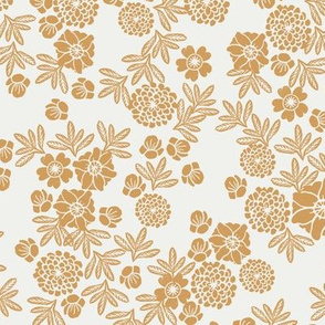 woodcut floral fabric - oak leaf sfx1144 block print wallpaper, woodcut wallpaper, linocut florals, home decor fabric, muted earth tones fabric