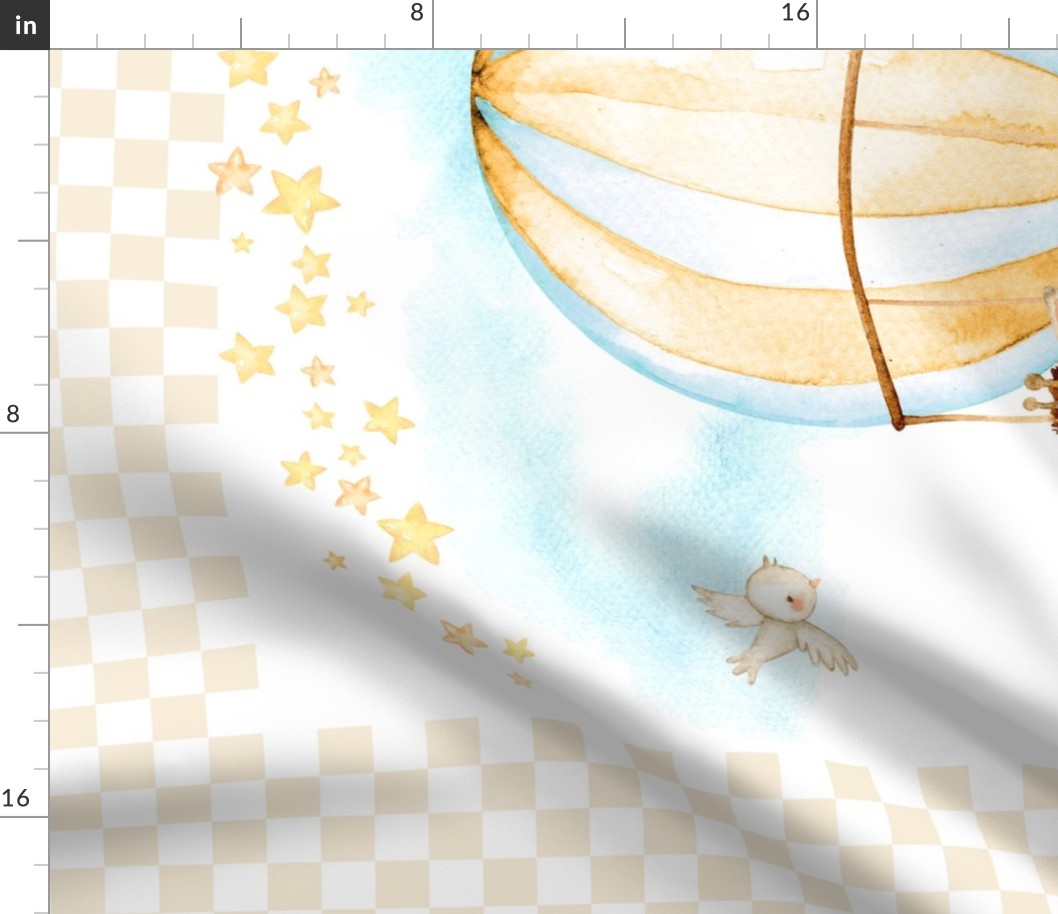 42”x36” Panel – Hot Air Balloon Baby Blanket, Nursery Bedding
