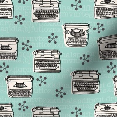 Typewriter // mint hand-drawn illustration vintage 