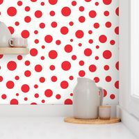 Red dots confetti over beige background