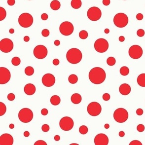 Red dots confetti over beige background