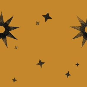 Watercolor Stars Black on Gold