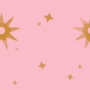 Watercolor Stars Gold on Pink