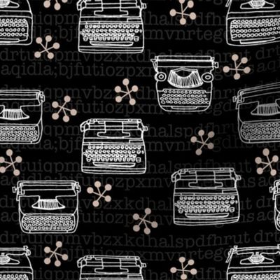 Typewriter // black and white hand-drawn illustration vintage