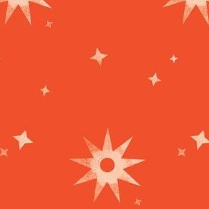 Watercolor Stars Peach on Red