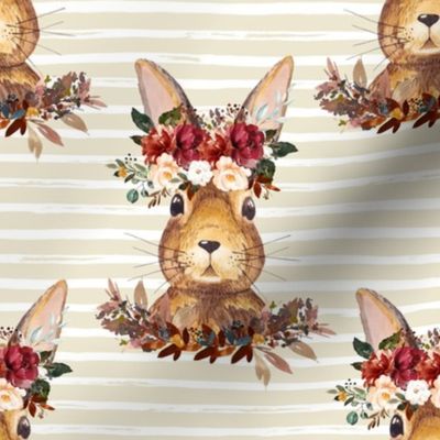 8" Harvest Bunny Tan and White Stripes