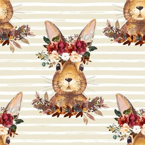 8" Harvest Bunny Tan and White Stripes