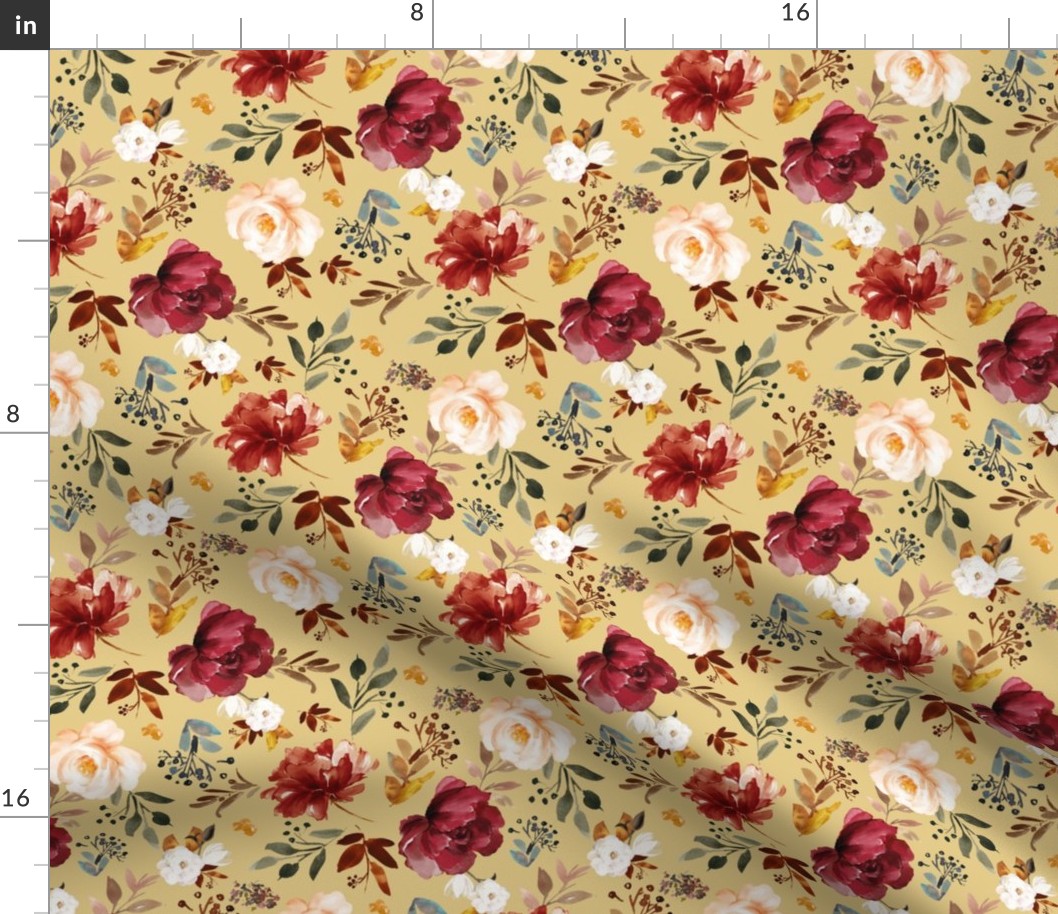 8" Harvest Florals Autumn Mustard