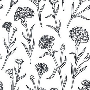 Autumn Carnations- White&Black