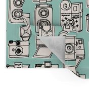 Vintage Cameras // mint hand-drawn kids nursery cute toys