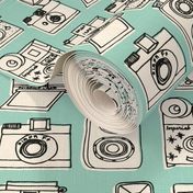 Vintage Cameras // mint hand-drawn kids nursery cute toys