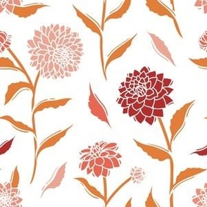 Autumn Dahlias - White&Gold&Pink