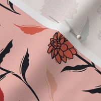 Autumn Dahlias - Pink&Black&Red