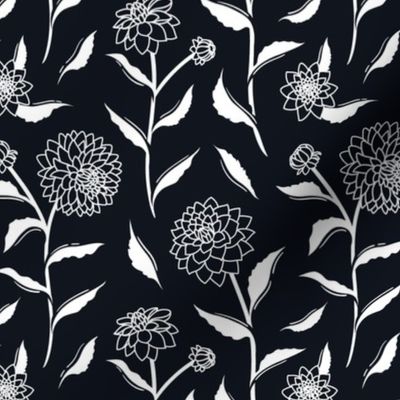 Autumn Dahlias - Black&White