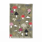 Mushrooms, Fungi and Toadstool Tea Towel