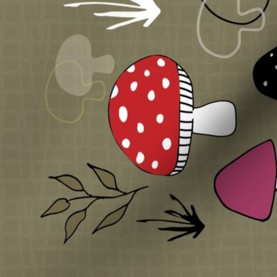 Mushrooms, Fungi and Toadstool Tea Towel