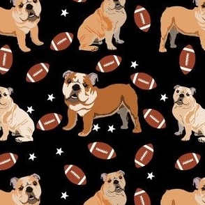 bulldogs fabric - football fabric, dogs and footballs fabric, sports fabric, mascot fabric, bulldog design - georgia black