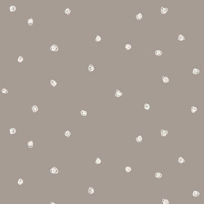 Squiggle dots Bone dots on Dark Taupe
