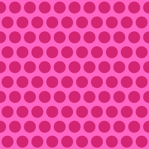 Dotty Mad: Hot Pink Dots on Pink Solid, Quilt Blender or Girl's Fabric