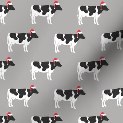Christmas Cows - Santa hats farm - grey - LAD19