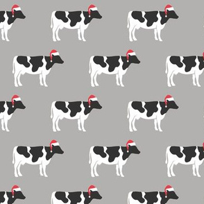Christmas Cows - Santa hats farm - grey - LAD19