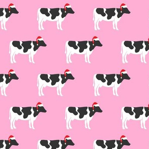 Christmas Cows - Santa hats farm - pink - LAD19