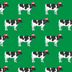 Christmas Cows - Santa hats farm - green - LAD19