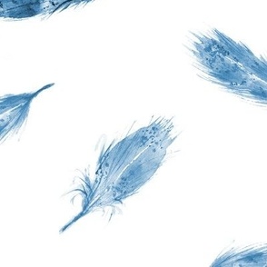 Soft indigo feathers • watercolor