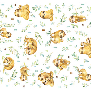 42”x36” Panel – Sloth Baby Blanket, Nursery Bedding