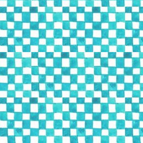 Blue Checkers, Watercolor