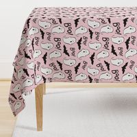 Cute Ghosts and Bats on Pink - Large