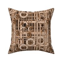 Steampunk Pipes and Gears - Sepia 50%