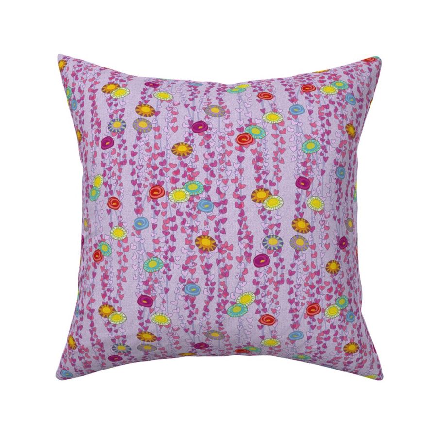 klimt_vines_and_flowers pink Fabric | Spoonflower
