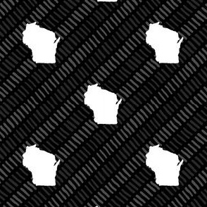 Wisconsin State Shape Pattern Black and White Stripes