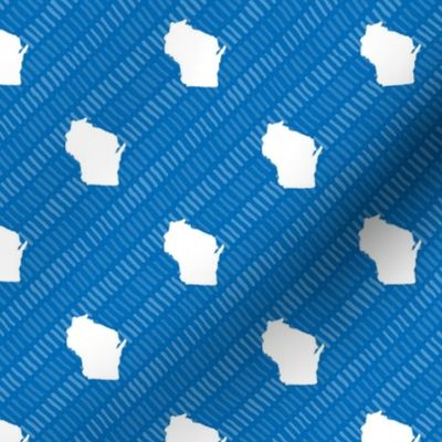 Wisconsin State Shape Pattern Blue and White Stripes