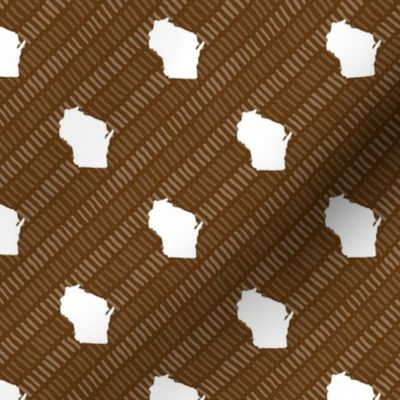 Wisconsin State Shape Pattern Brown and White Stripes