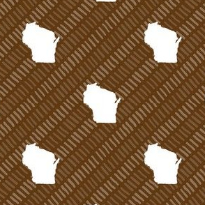 Wisconsin State Shape Pattern Brown and White Stripes
