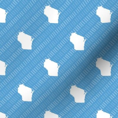 Wisconsin State Shape Pattern Light Blue and White Stripes