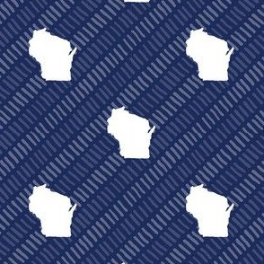 Wisconsin State Shape Pattern Dark Blue and White Stripes