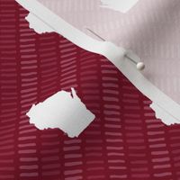 Wisconsin State Shape Pattern Garnet and White Stripes