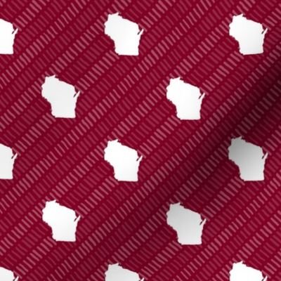 Wisconsin State Shape Pattern Garnet and White Stripes