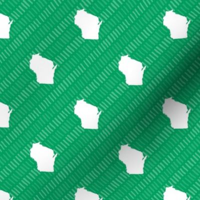 Wisconsin State Shape Pattern Green and White Stripes