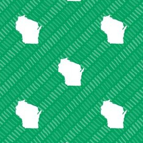 Wisconsin State Shape Pattern Green and White Stripes
