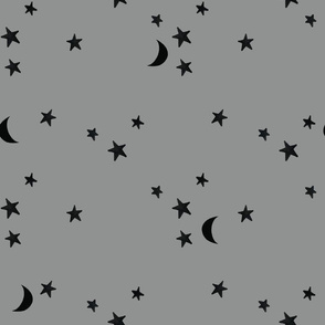 Gray Stars Fabric, Wallpaper and Home Decor | Spoonflower