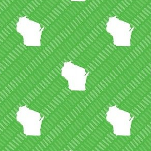 Wisconsin State Shape Pattern Lime Green and White Stripes