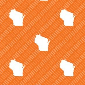 Wisconsin State Shape Pattern Orange and White Stripes