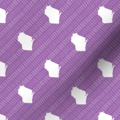 Wisconsin State Shape Pattern Purple and White Stripes